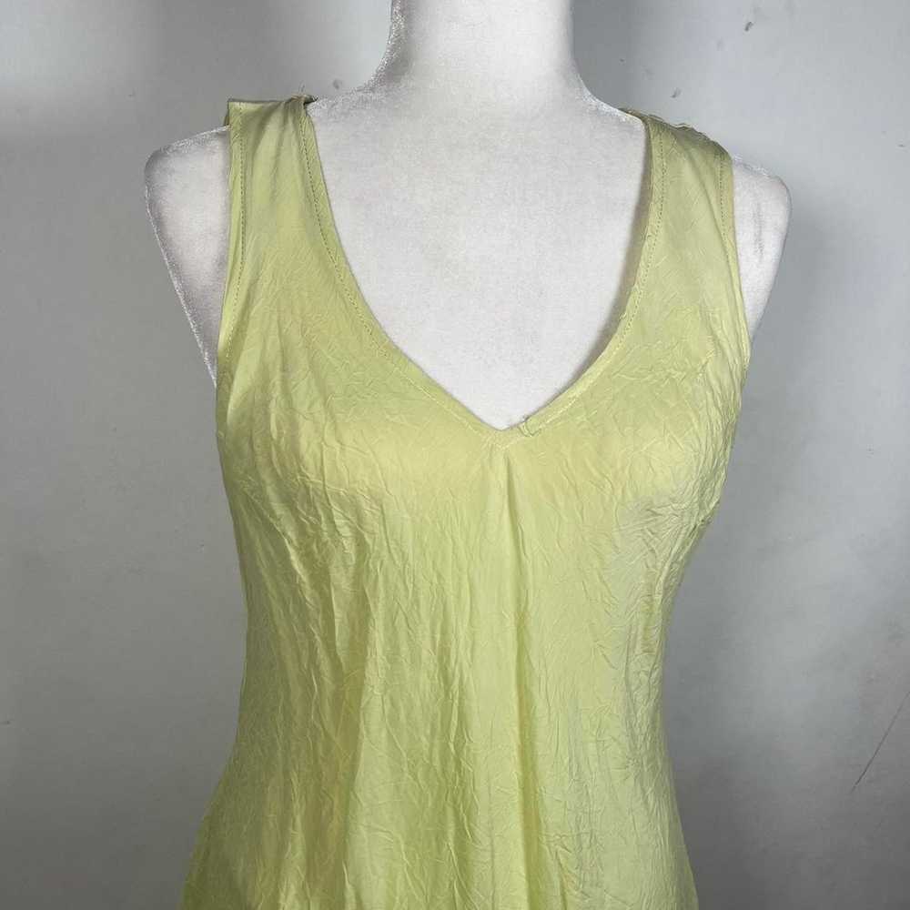 Green yellow pastel maxi asymmetrical ruffle dress - image 2