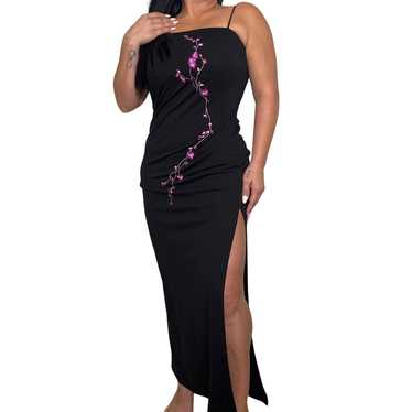 Arianna Rachel spaghetti straps black gown Sz 10 p