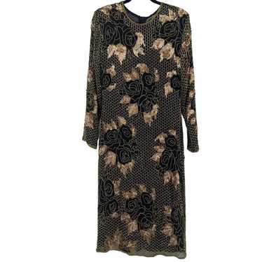 Carolyne Barton Night Beaded Silk Dress Women's Me