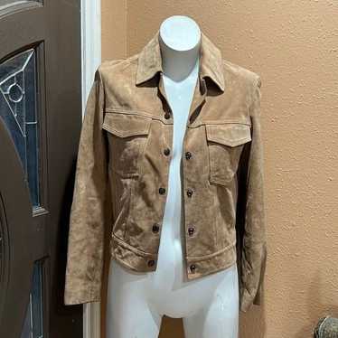 Theory tan suede leather jacket