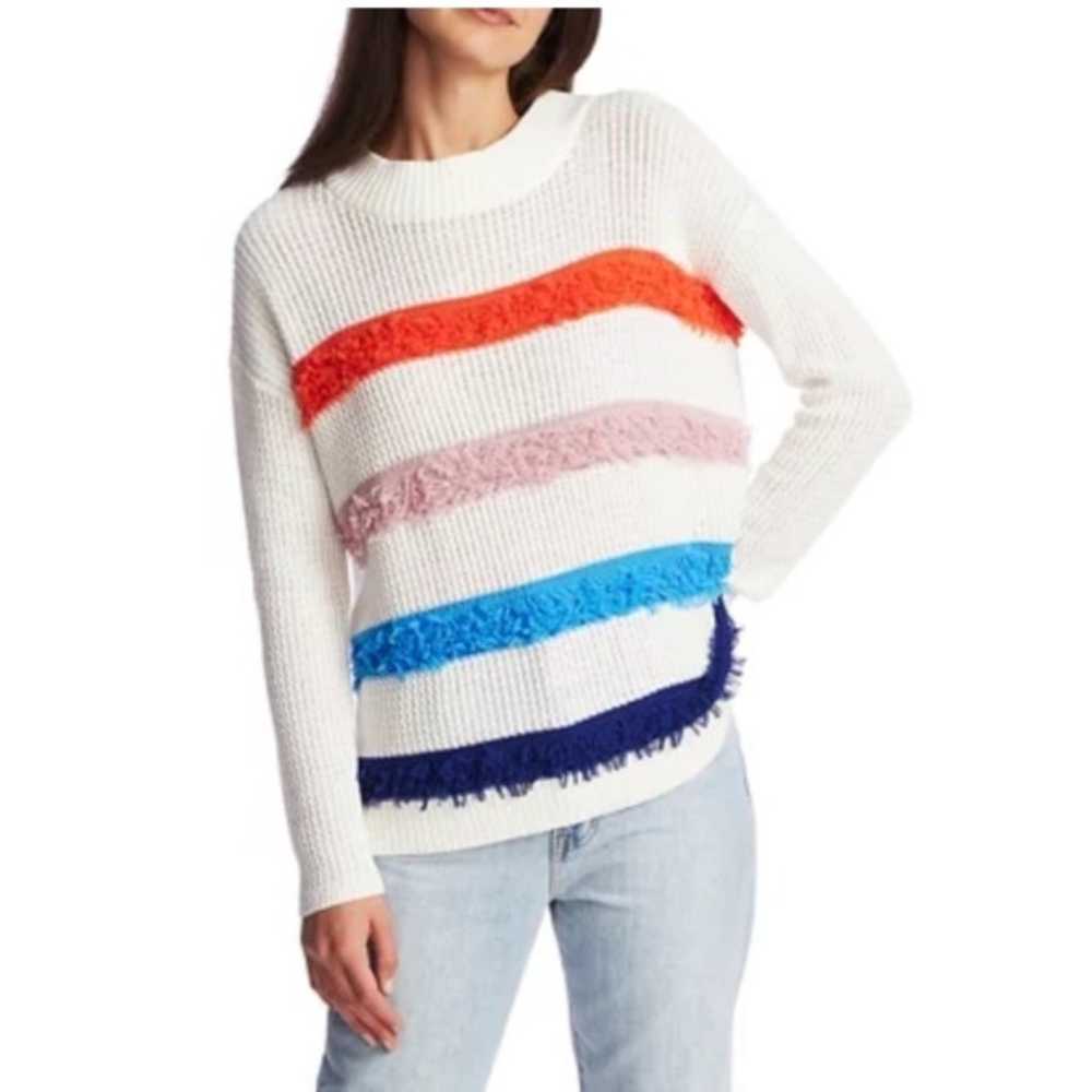 1.State Loop Stitch Multi Color Stripe Sweater - image 1