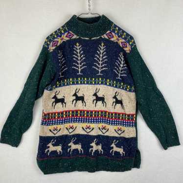 Vintage Karen Scott Mock Neck Reindeer Sweater