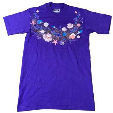 Vintage single stitch seashell purple t shirt