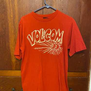 Vintage Volcom Skateboarding T Shirt Sun Face Red 