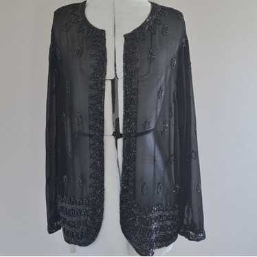 Black Beaded sheer cardigan size XL