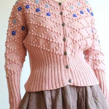 トップス 80s Hand Knit Dusty Pink Wool Cardigan 80s Hand Knit Dusty Pink Wool Cardigan