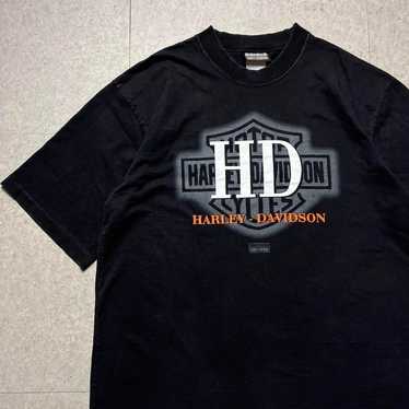 90s Harley Davidson Vintage Black Bike Logo T-shir