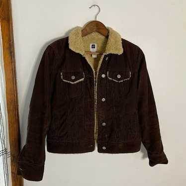 Vintage Y2K Gap Brown Corduroy Sherpa Lined Bomber