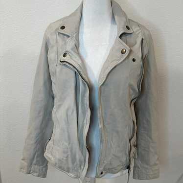 vintage lucky brand gray vegan leather jacket