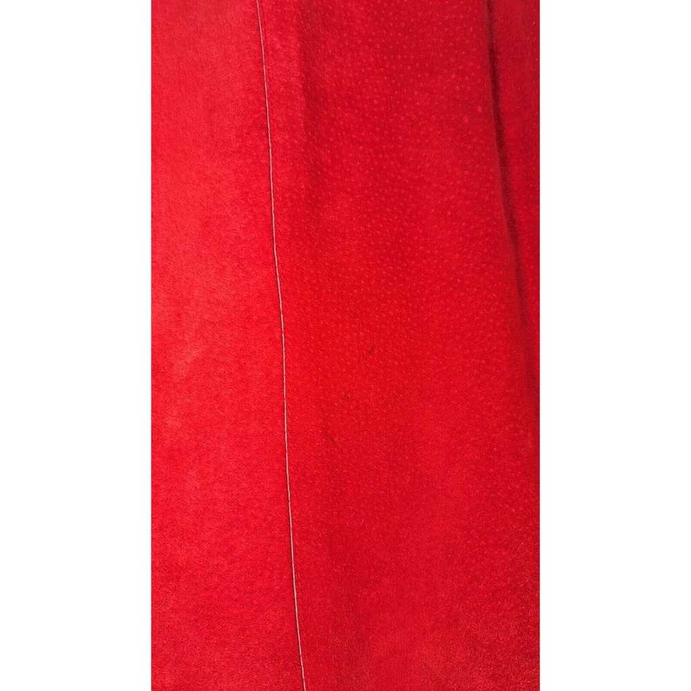 LIVE A LITTLE 100% LEATHER Suede Red Heavy Shacke… - image 10