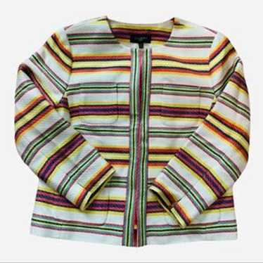 Talbots Multi-Color Stripe Textured Collarless Ho… - image 1