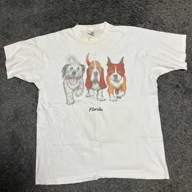 Florida 90s Vintage T-Shirt Dog White T