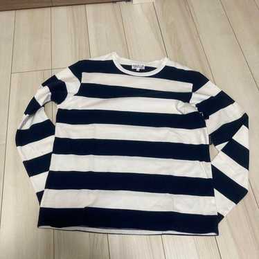 3 Agnes b Striped Long Sleeve T-shirt White × Navy