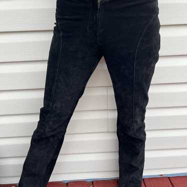 VINTAGE SUEDE LEATHER BLACK PANTS