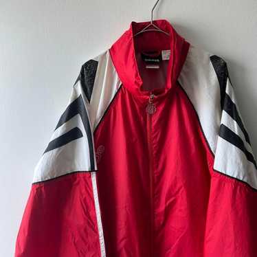 Vintage Y2K Adidas Hooded Snap Henley Rain Wind Jacket Mens