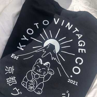 Kyoto Vintage Lucky Cat Black T Shirt - image 1