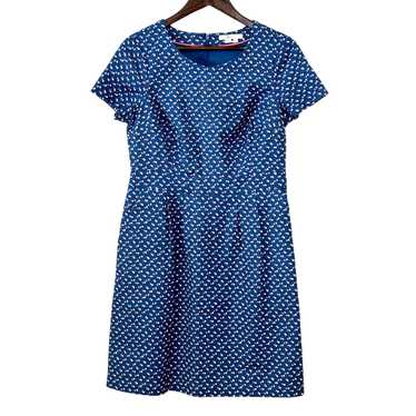 Boden Pink White Blue Polka Dot Dress Size 8P Prep