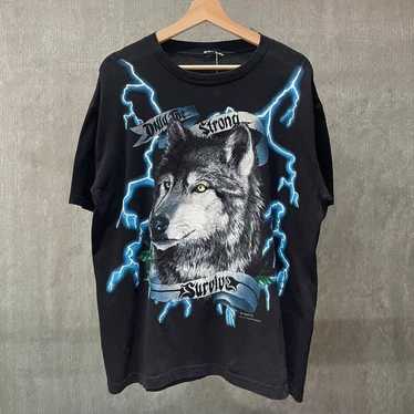 90s THUNDER WOLF T-shirt Thunder Band Wolf Vintage