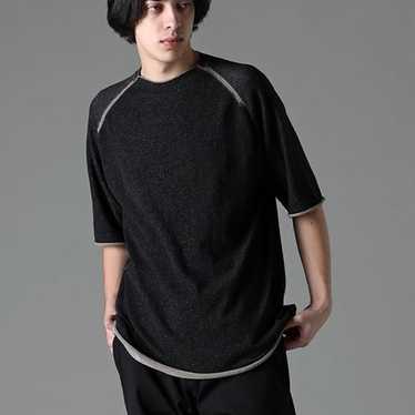 Devoa black rolled edge knit tee