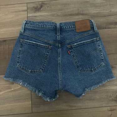 Levis premium blue 501 raw hem Jean shorts