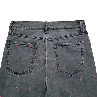 TINSEL DENIM COUTURE Dark Grey Washed Rose Embroid