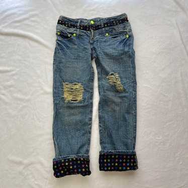 Y2K Heisei gal flashy star colorful damaged denim 