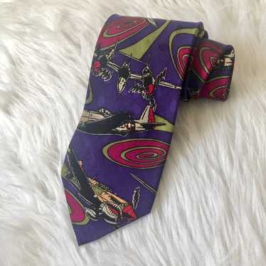 Vintage addiction 100% silk plane tie