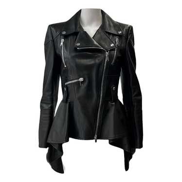 Alexander McQueen Leather Biker Jacket | Blue | FARFETCH JO