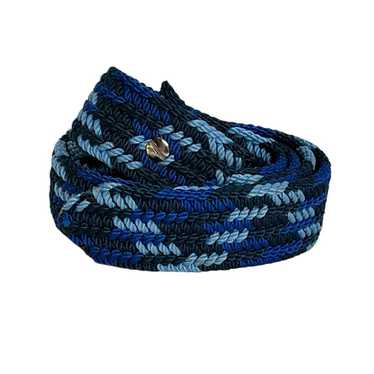 Vintage 90s Blue Nylon Woven Braided Western Belt 