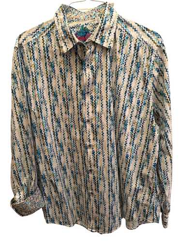 Robert Graham 2XL White turquoise tan zig zag