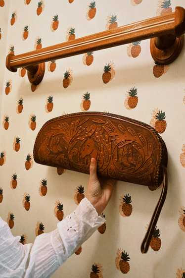 VINTAGE TOOLED LEATHER CLUTCH