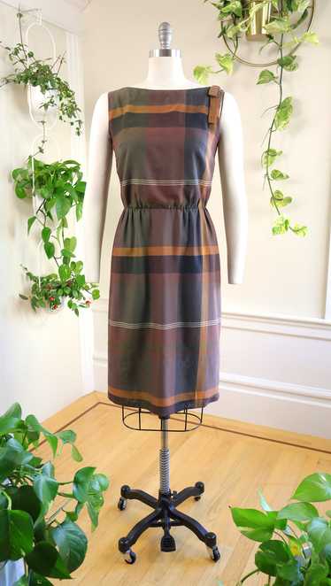 NEW ⭐️ 1950s L'AIGLON Brown Plaid Wiggle Dress | m