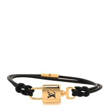 LOUIS VUITTON Calfskin LV Padlock Bracelet 17 Blac