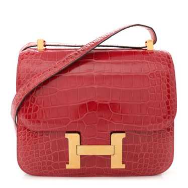 HERMES Shiny Alligator Constance 24 Braise