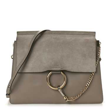 CHLOE Calfskin Suede Medium Faye Shoulder Bag Mott