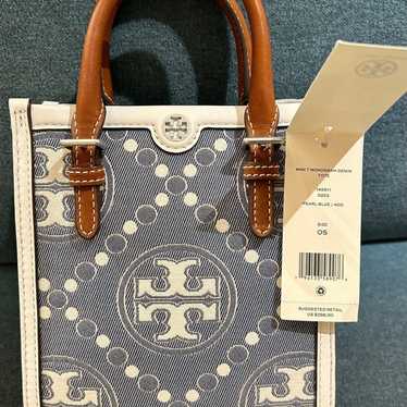 Tory Burch T Monogram Denim Mini Tote Shoulder Bag