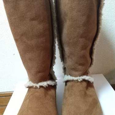 Brown Suede Long Boots with Fur