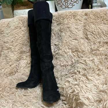 Black Suede Over-the-Knee Boots