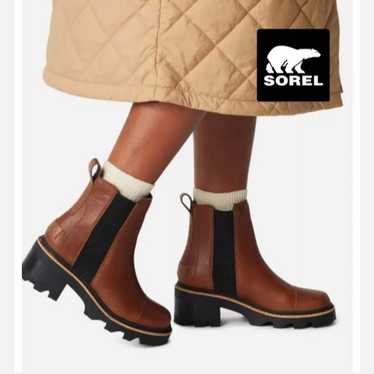 Sorel Joan Now Chelsea Boot Velvet Tan and Black S