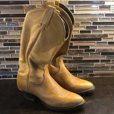 Tony Lama mustard yellow leather cowboy