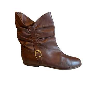 Gucci brown leather slouchy flat ankle boots