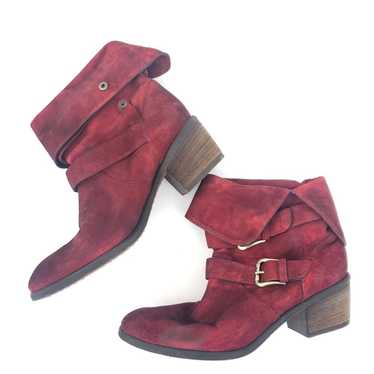 Donald J. Pliner Suede Boots Booties Red 8M Burgun