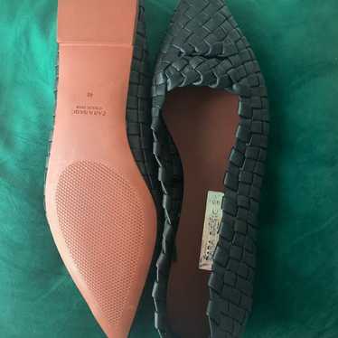 Zara black woven leather flat- NWOT