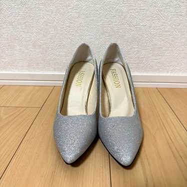 Silver Glitter Heel Pumps