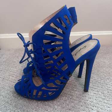 Qupid Faux Suede Sandal Heels