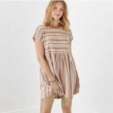 American Eagle Brown Striped Babydoll Mini Dress T