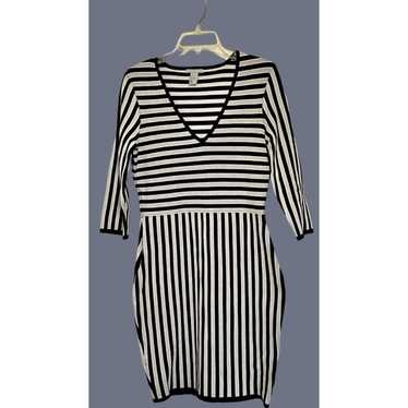 Black and white striped knit dress