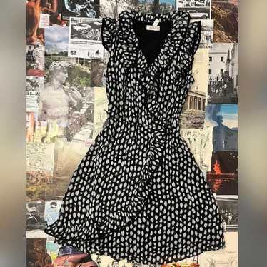 Polka dot midi dress black