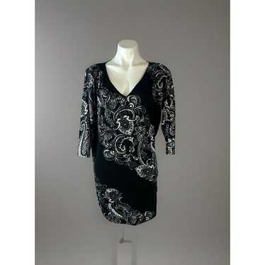 White House Black Market Women Black V- Neck Dress