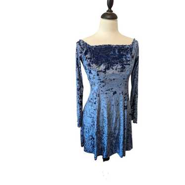 Hollister Y2K Blue Crushed Velvet Long Sleeve Dres